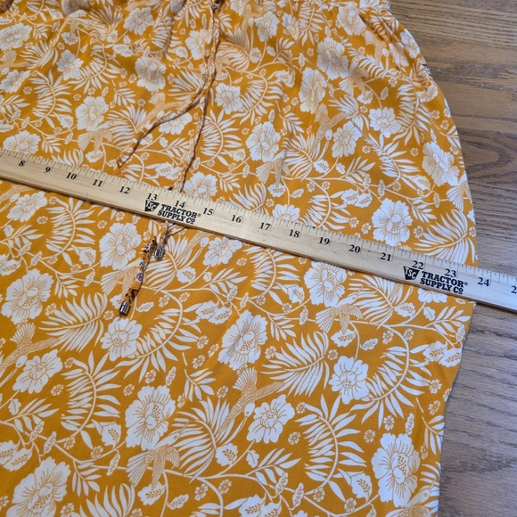 Zeagoo Orange White Floral Bohemian Boho Maxi Skirt Pockets Women's Size L - Picture 10 of 14